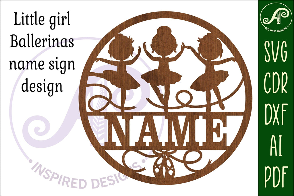 little girl Ballerinas name sign svg laser cut template So Fontsy