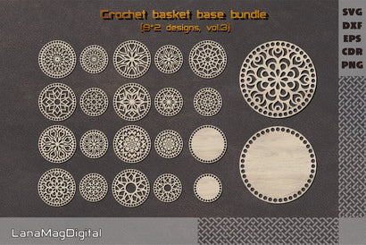 Mandala crochet basket base svg Macrame base Knitting bottom SVG LanaMagDigital 