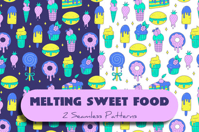 Melting Sweet Food Seamless Patterns Digital Pattern Rin Green 