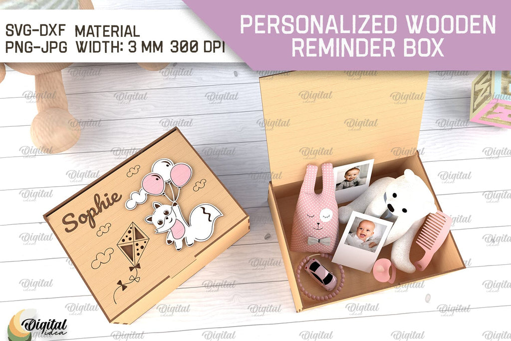 Memory Box For Baby Laser Cut. Personalized Reminder Box SVG - So Fontsy