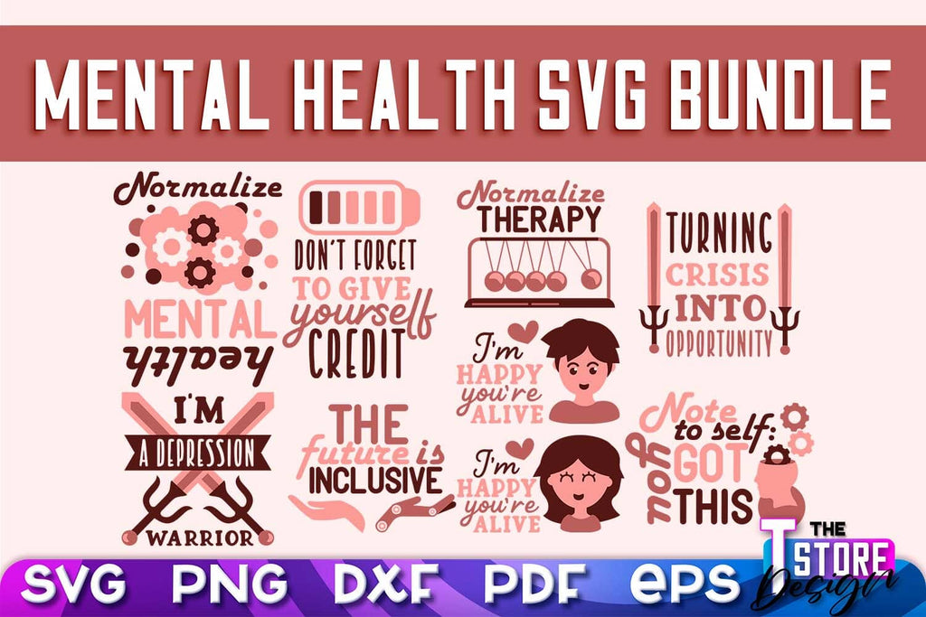 Mental Health SVG | Motivational Quotes Design | Funny SVG v.2 - So Fontsy