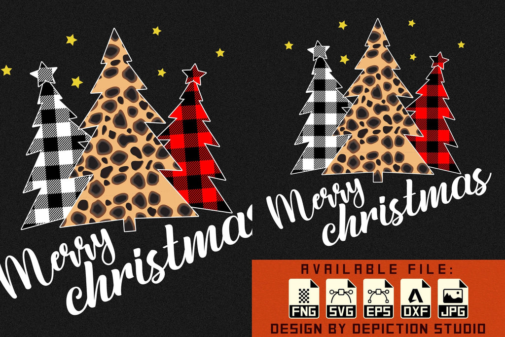 Merry Christmas Plaid Print Christmas Tree Shirt Print Template - So Fontsy