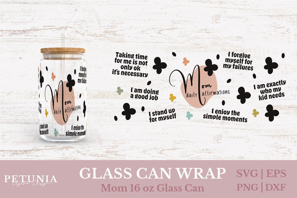 Mom Glass Can Wrap SVG - So Fontsy