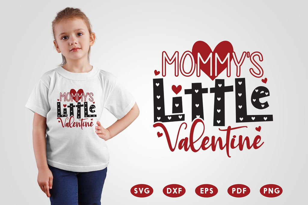 Mommy's Little Valentine, Valentines Kids SVG - So Fontsy