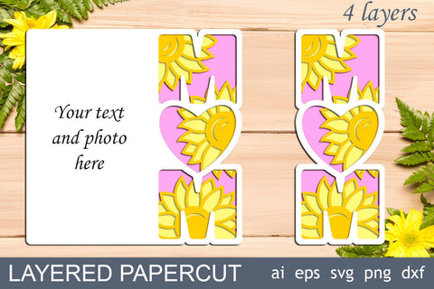 Mothers day 3d card svg, Sunflower Mom svg, Layered papercut template 3D Paper AnastasiyaArtDesign 