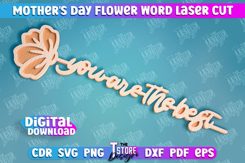 Mother's Day Flower Word Laser Cut SVG Bundle | Flower Word Laser Cut | 3d Flower Design SVG The T Store Design