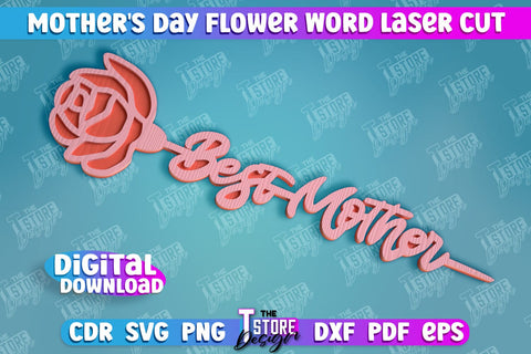 Mother's Day Flower Word Laser Cut SVG Bundle | Flower Word Laser Cut | 3d Flower Design SVG The T Store Design