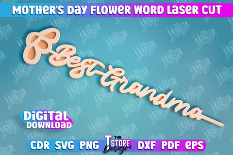 Mother's Day Flower Word Laser Cut SVG Bundle | Flower Word Laser Cut | 3d Flower Design SVG The T Store Design