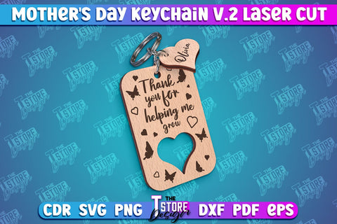 Mother's day Keychain Laser Cut SVG Bundle | Mom Keyring SVG | Mothers Day Quotes | Mom Pop Up Keychain SVG The T Store Design 