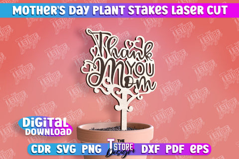 Mothers Day Plant Trellis Laser Cut | Mom Plant Stakes Design | Garden Stakes Laser Cut | Mom Cake Topper SVG The T Store Design 