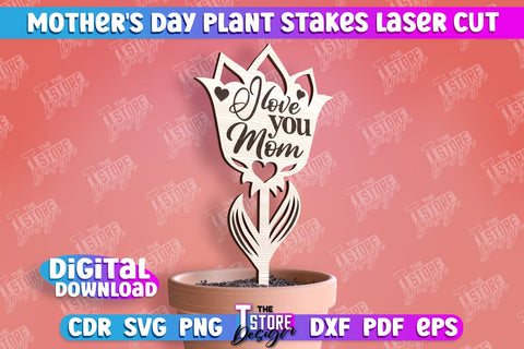Mothers Day Plant Trellis Laser Cut | Mom Plant Stakes Design | Garden Stakes Laser Cut | Mom Cake Topper SVG The T Store Design