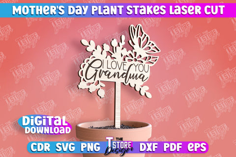 Mothers Day Plant Trellis Laser Cut | Mom Plant Stakes Design | Garden Stakes Laser Cut | Mom Cake Topper SVG The T Store Design