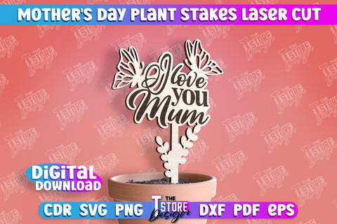 Mothers Day Plant Trellis Laser Cut | Mom Plant Stakes Design | Garden Stakes Laser Cut | Mom Cake Topper SVG The T Store Design
