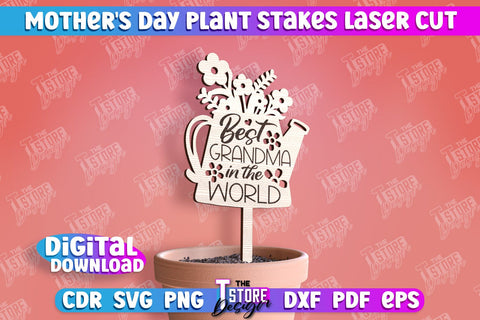 Mothers Day Plant Trellis Laser Cut | Mom Plant Stakes Design | Garden Stakes Laser Cut | Mom Cake Topper SVG The T Store Design