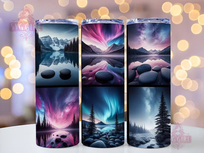 Mountains and Northern Lights 20oz Tumbler Wrap Sublimation Design, Straight Tapered Tumbler Wrap, Mountain Tumbler Png, Instant Digital Download Sublimation SvggirlplusArt 
