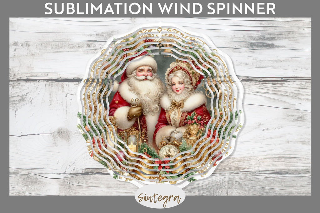 Mr and Mrs Santa Claus Christmas Wind Spinner Sublimation - So Fontsy