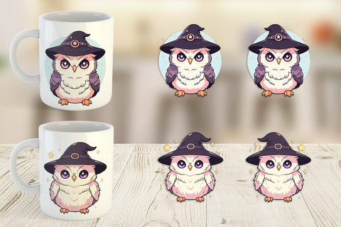 Mug Wrap Cute Witchy Owl Halloween Sublimation artnoy 