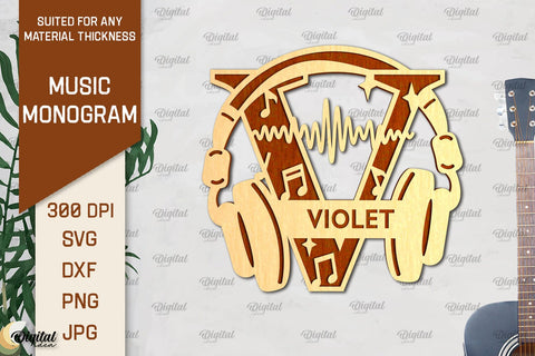 Music Monogram Laser Cut Bundle. Music Decor SVG SVG Evgenyia Guschina 