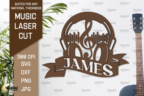 Music Wall Decor Laser Cut Bundle. Wooden Music Signs SVG SVG Evgenyia Guschina 