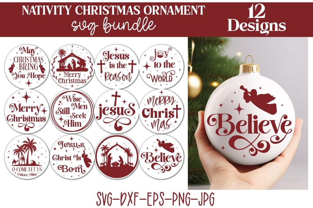 Nativity Christmas Ornament SVG Bundle - So Fontsy