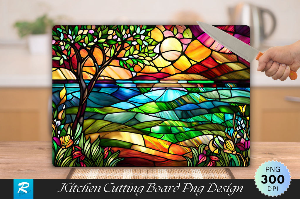 Glass Cutting board- Paint and Rider Scene. main image 1