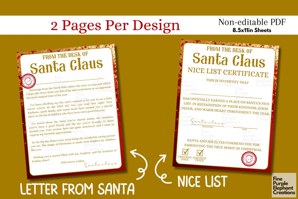 Official Letter from Santa Claus & Nice List Certificate | Christmas ...
