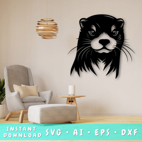 Otter Laser SVG Cut File, Otter Glowforge File, Otter DXF, Otter Wall Art SVG SVG HappyDesignStudio 
