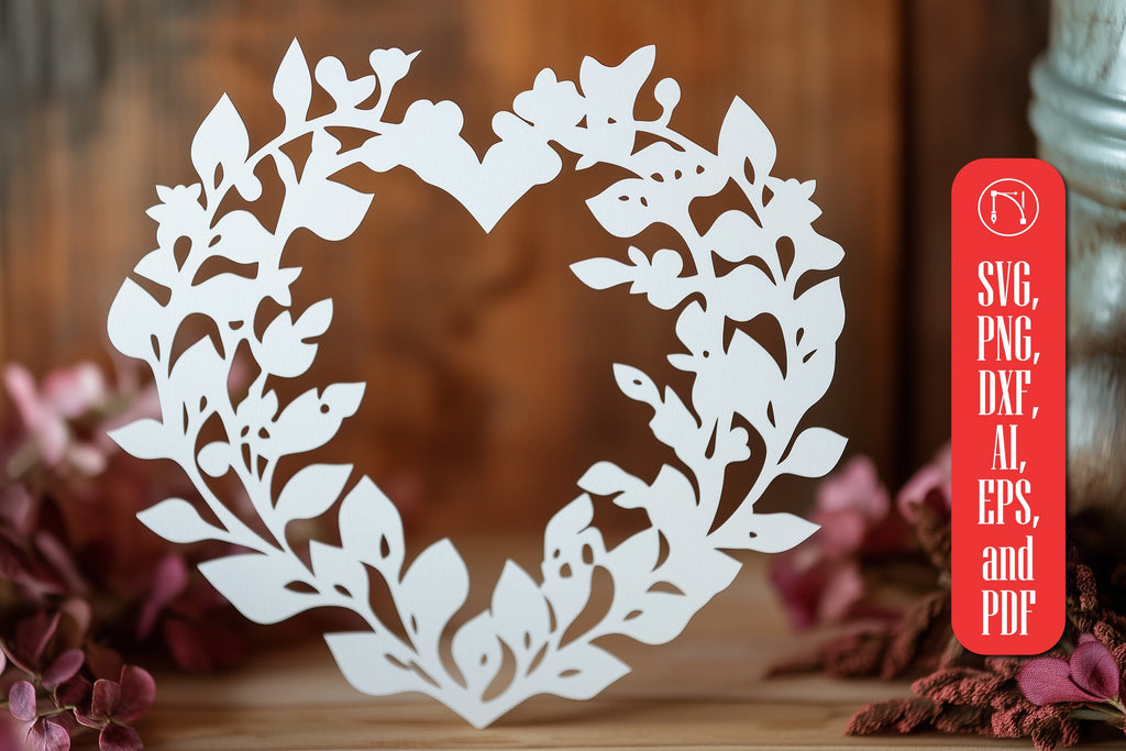 Paper Cut Heart Wreath SVG Cut File - So Fontsy