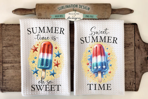 Patriotic Frozen Pops Summer - Sublimation Dish Towel Designs Sublimation Ewe-N-Me Designs 