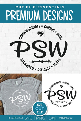 Personal support worker svg, a PSW svg round circle design for crafters SVG SVG Cut File 