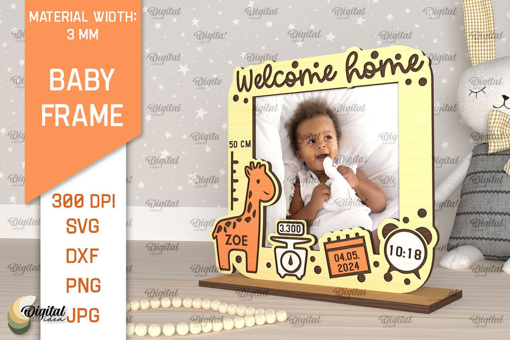 Personalized Baby Photo Frame Laser Cut. Kids Frame SVG - So Fontsy