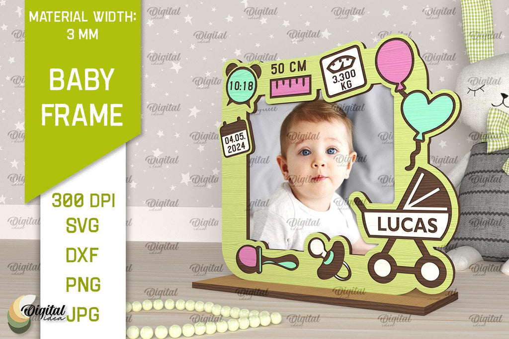 Personalized Baby Photo Frame Laser Cut. Kids Frame SVG - So Fontsy