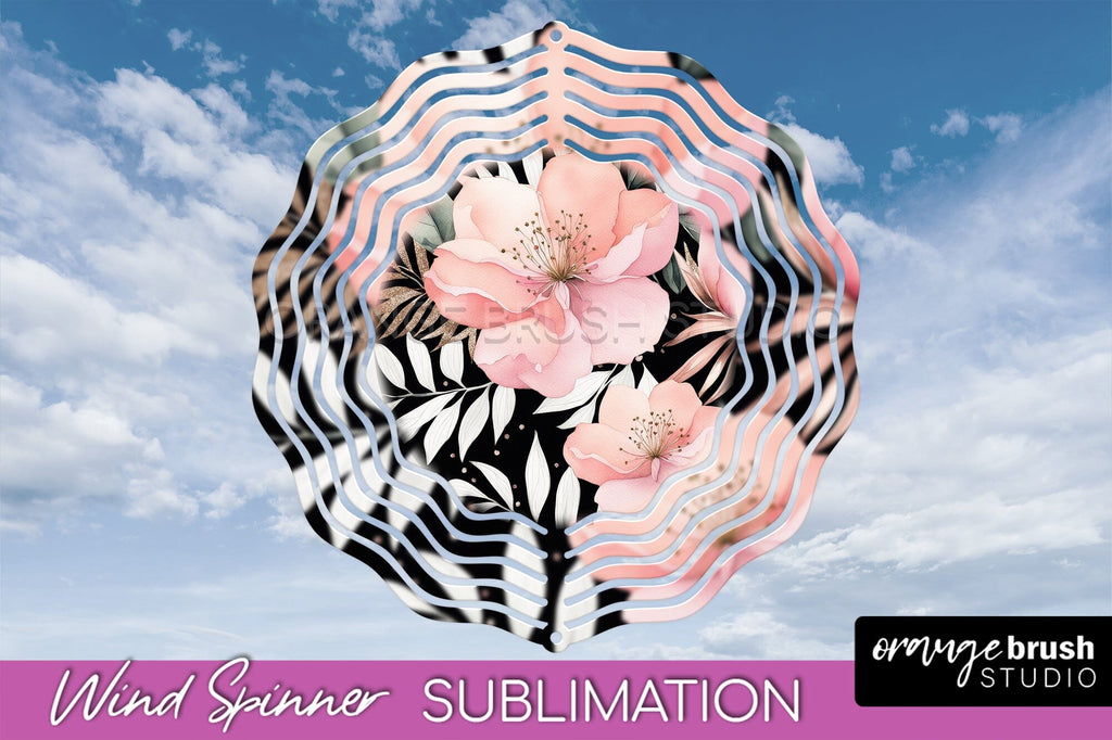 Pink Flowers Wind Spinner - Summer Wind Spinner Sublimation - So Fontsy