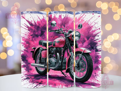 Pink Motorcycle 20oz Tumbler Wrap Sublimation Design, Straight Tapered Tumbler Wrap, Motorcycle Tumbler Png, Instant Digital Download Sublimation SvggirlplusArt 