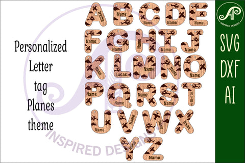 Plane theme tag letter designs keychain DIGITAL SVG SVG APInspireddesigns 