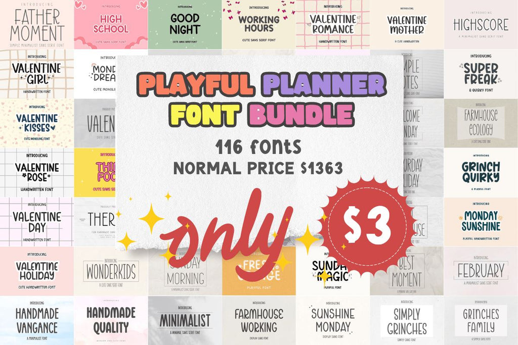 Playful Planner Font Bundle - So Fontsy