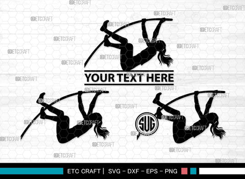 Pole Vault Monogram, Pole Vault Silhouette, Pole Vault SVG, Sports Svg, Pole Vault Event Svg, Women Pole Vault Svg, Pole jumping Svg, Pole vaulter Svg, SB00573 SVG ETC Craft