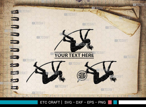 Pole Vault Monogram, Pole Vault Silhouette, Pole Vault SVG, Sports Svg, Pole Vault Event Svg, Women Pole Vault Svg, Pole jumping Svg, Pole vaulter Svg, SB00573 SVG ETC Craft