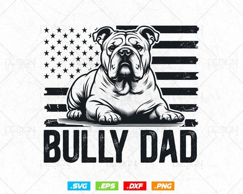 Proud Bully Dad US Flag with Pitbull Owner T-Shirt Design Svg Png Files, Father's Day gift for Dog Lover, Pet Lover Svg Files for cricut SVG DesignDestine 