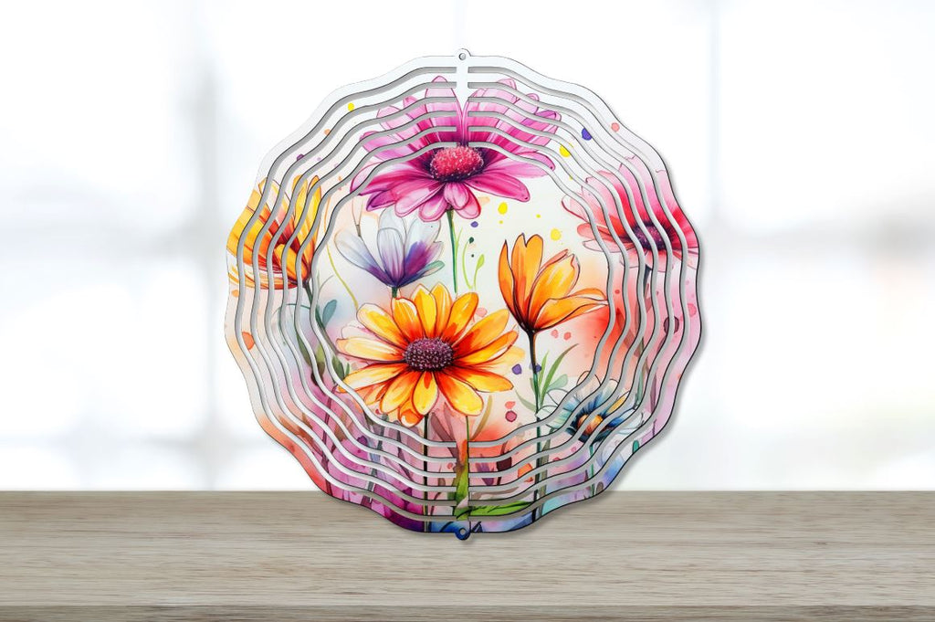 Rainbow Daisy Flowers Wind Spinner Bundle - So Fontsy