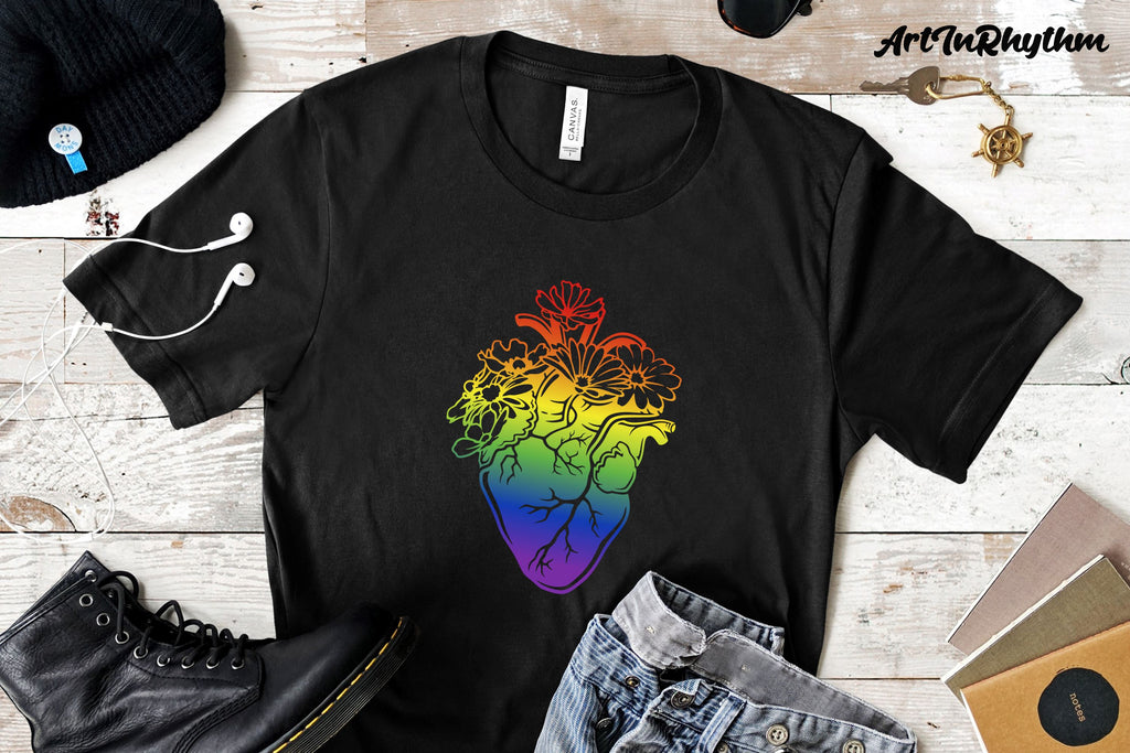 Rainbow Floral Heart Svg, Gay Pride Svg, Gay Svg, LGBTQ Svg - So Fontsy