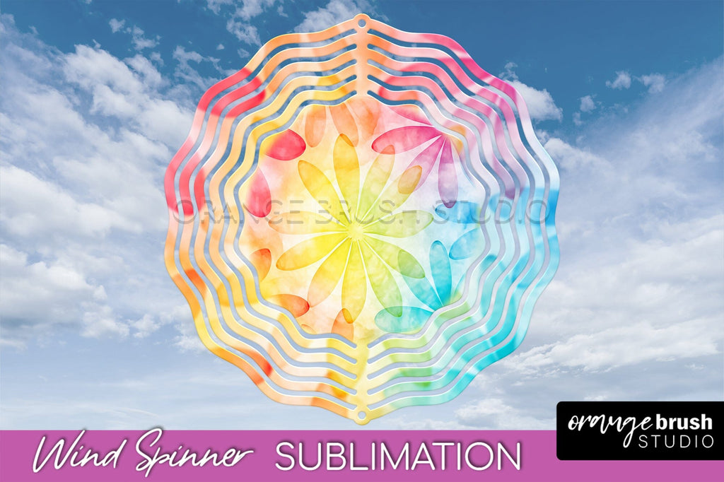 Rainbow Tie Dye Wind Spinner Sublimation Design - So Fontsy