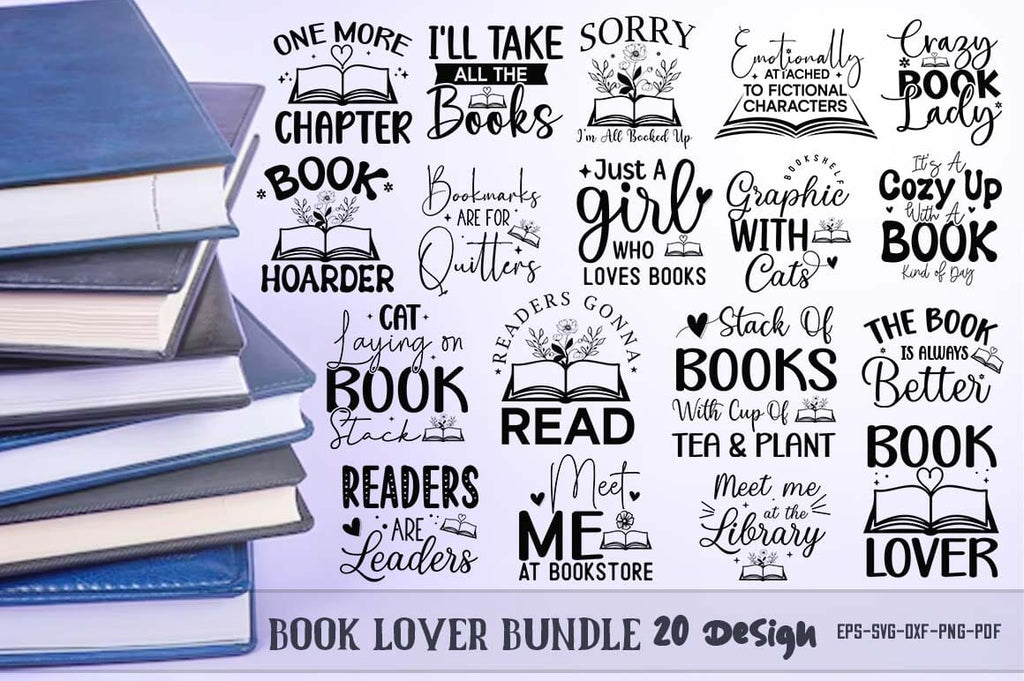 Reading SVG Bundle, Book Lover Quotes Design Bundle - So Fontsy