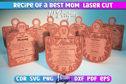 Recipe of a Best Mom Laser Cut Bundle | Kitchen Quotes | Home Design | Cutting Board SVG The T Store Design 