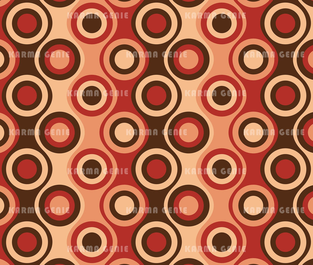 Retro 70s Red Brown Orange Circles Mid Century Vintage Pattern Digital ...