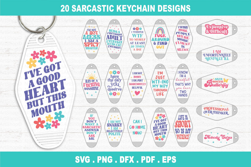 Retro Sarcastic Motel Keychain SVG Bundle - So Fontsy