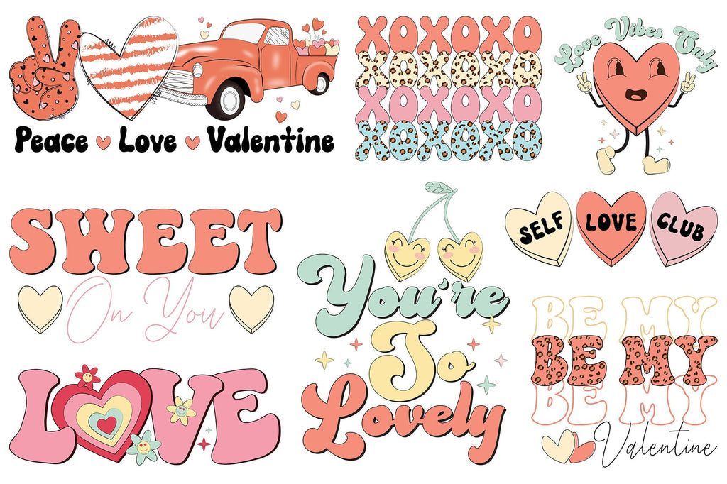 Retro Valentine PNG Sublimation Bundle - So Fontsy