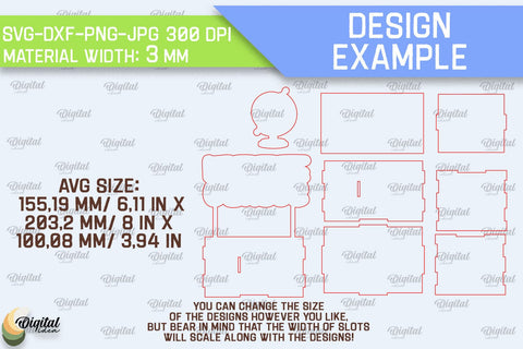 School Treats Box SVG. 3D School Gift Box Laser Cut SVG Evgenyia Guschina 