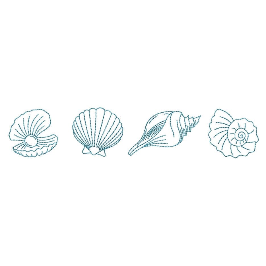 Seashells Embroidery Design, Marine Embroidery File, 5 sizes, Instant ...