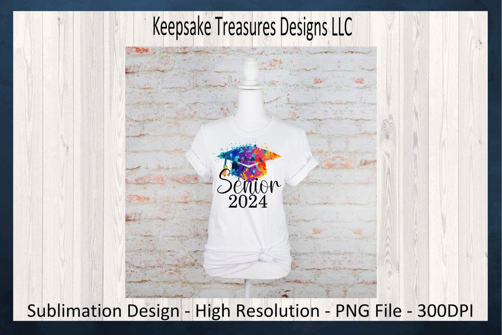 Senior 2024 & 2025 Tie Dye Graduation Cap, Sublimation PNG